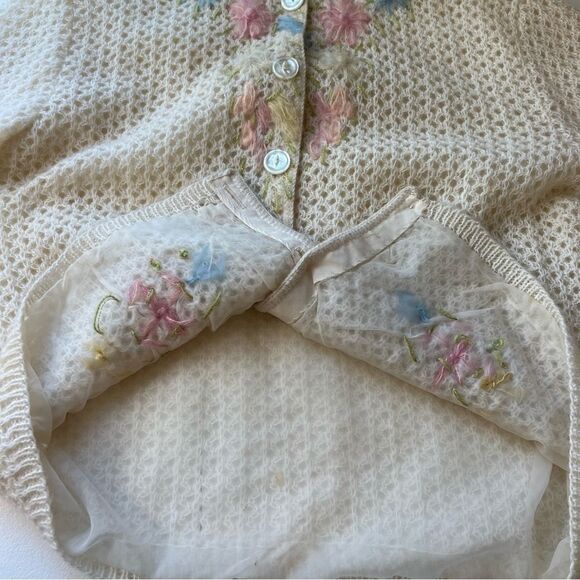 Vintage Sidney Gould FLORAL Mohair/Creslan Knit Cardigan Sweater - Picture 6 of 15